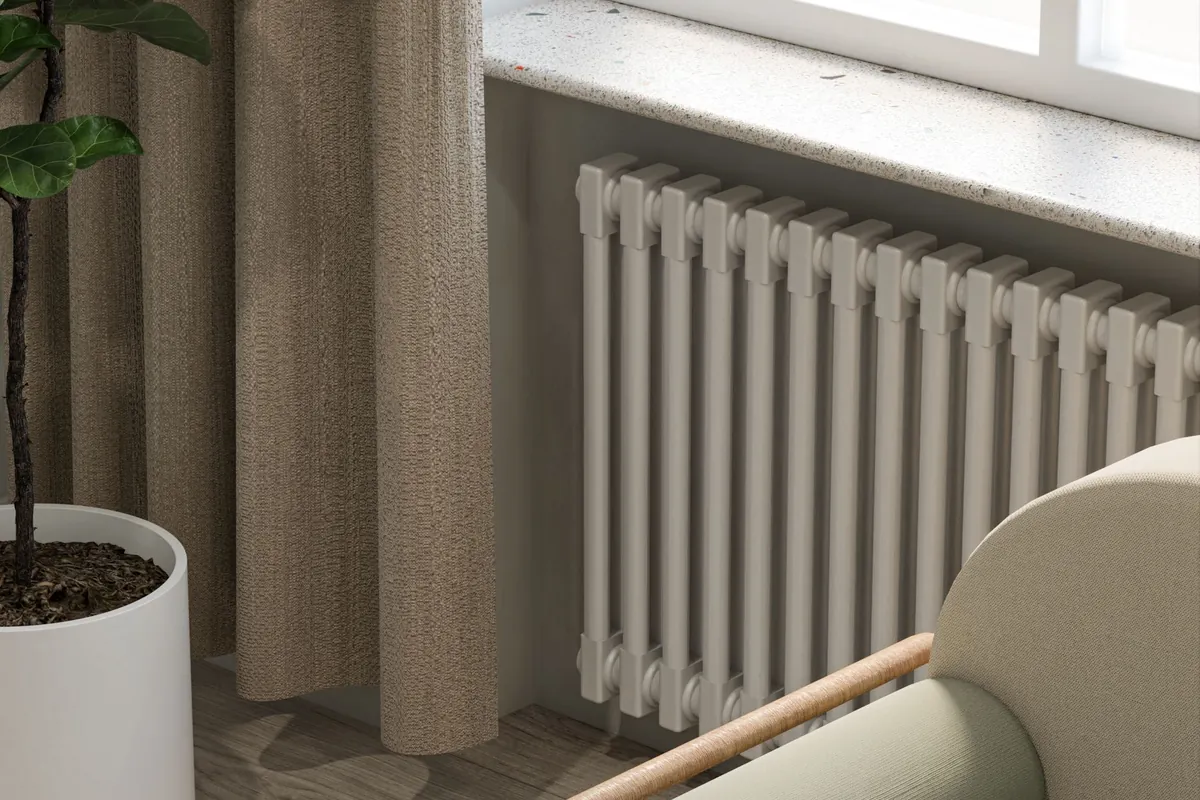 Radiator under a window in a living room
